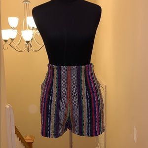 Shrinking Violet Color Pattern High Wasted Shorts